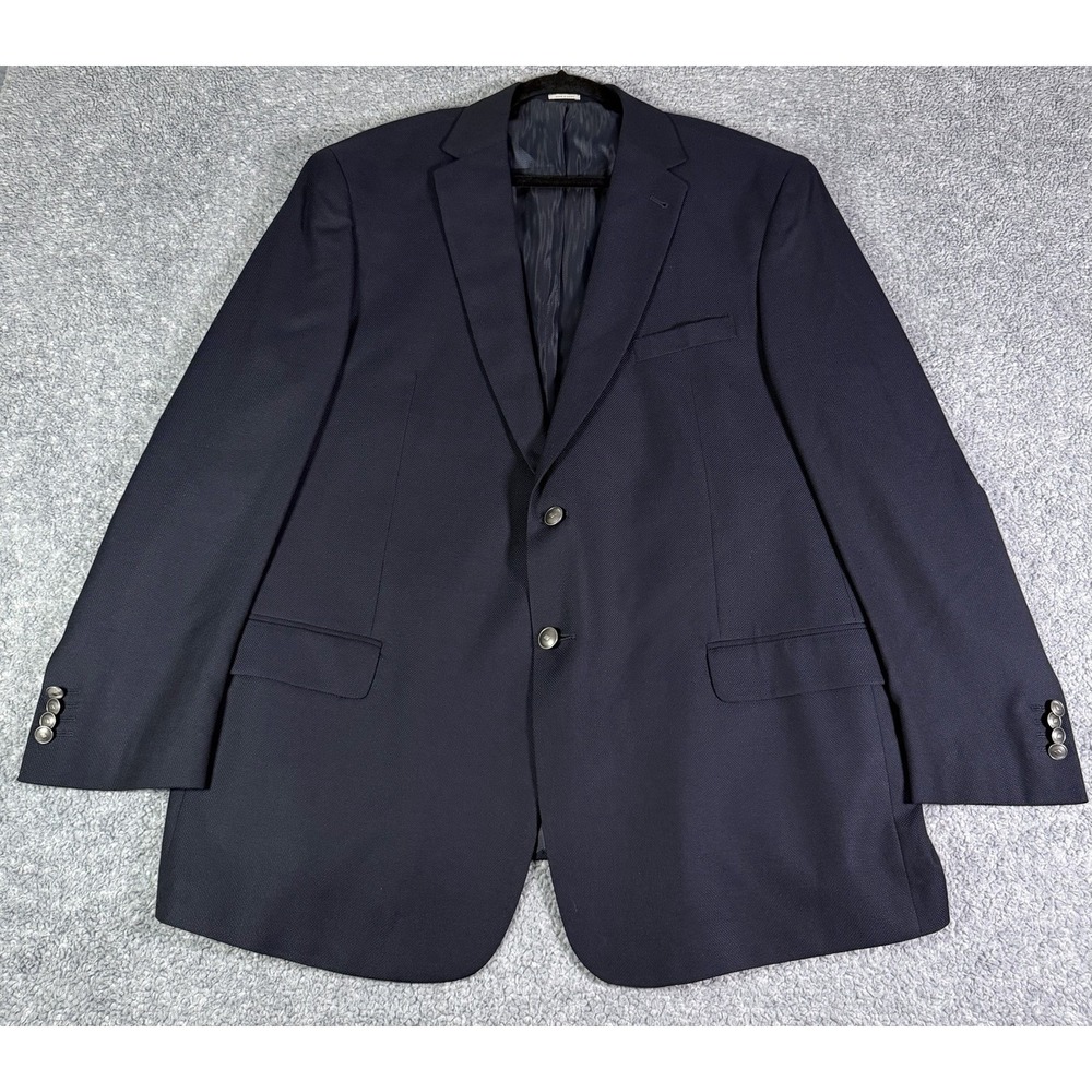 Joseph Abboud Heritage Blazer Men 46R Navy Blue Reda Wool Executive Fit Hopsack